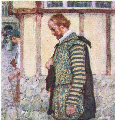 Shakespeare zieht seinen Hut, als er das Geräusch einer vorbeiziehenden Glocke hört, aus My Magazine, veröffentlicht 1922 von William Hatherell